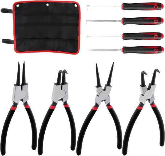 Set di 9 pezzi di manubri e ganci per chitarra, 4 pezzi di uncini interni/esterni per chitarra e 4 pezzi di uncini a mano lunghi con 1 tasca di stoccaggio per set di manubri.