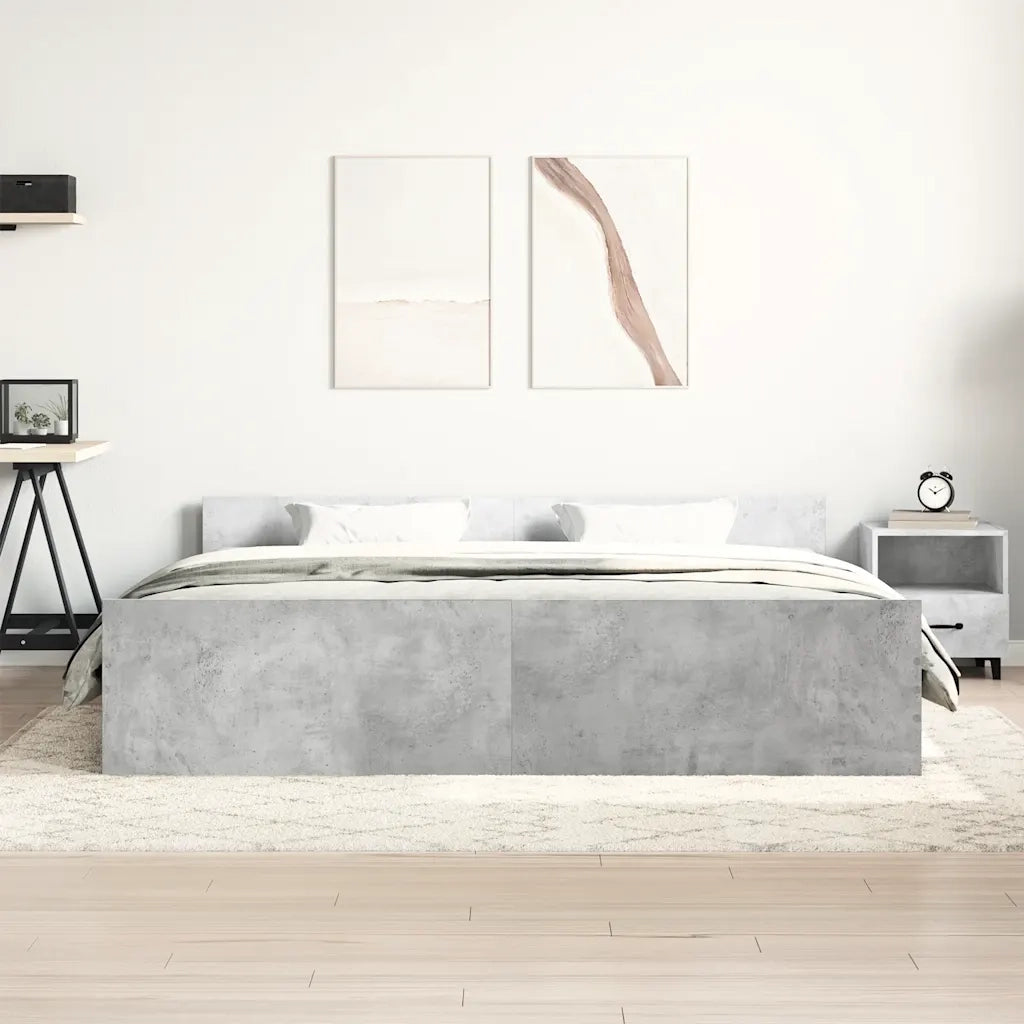 Letto matrimoniale | Letto per adulti | Giroletto con Testiera e Pediera Grigio Cemento 180x200 cm