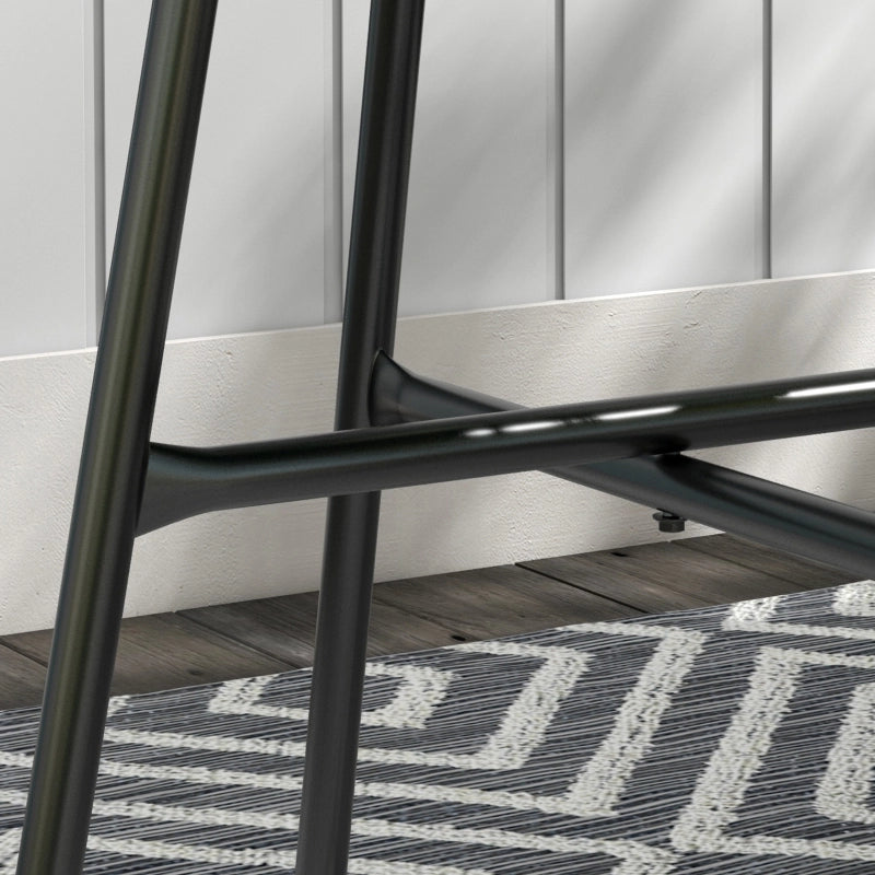 Tavolino Da Esterno In Stile Boho 50 X 50 X 50 Cm In Rattan Nero Con Piano In Vetro Temperato
