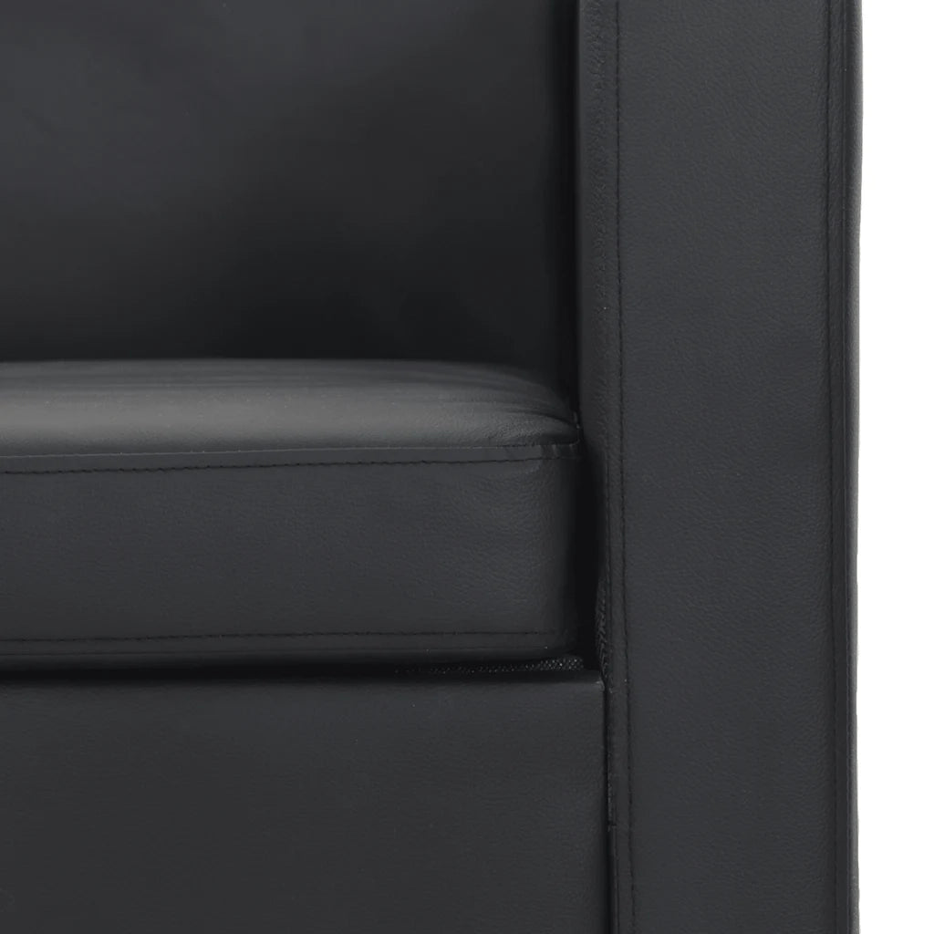Divano a 2 Posti-Sofa 2 Posti in Similpelle Nera