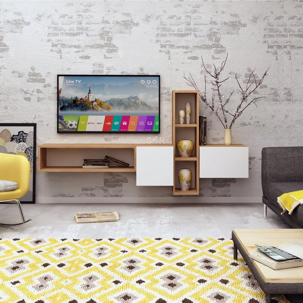 Porta TV in legno "Kumkuat" - 160 x 35 x 70 cm - Marrone