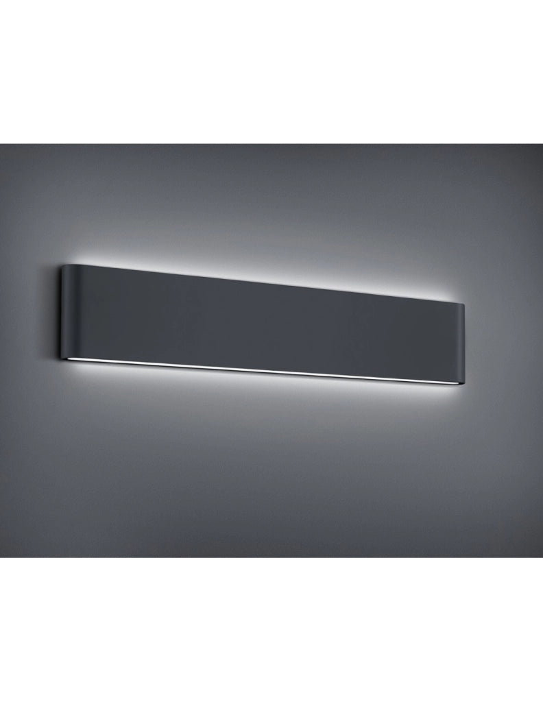 Applique Rettangolare Thames II Led Doppia Luce IP54 Antracite L46 cm Trio Lighting