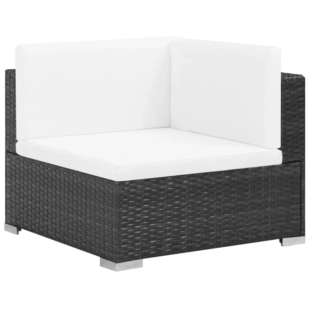 Set Divani da Giardino 7 pz con Cuscini in Polyrattan Nero cod mxl 31328