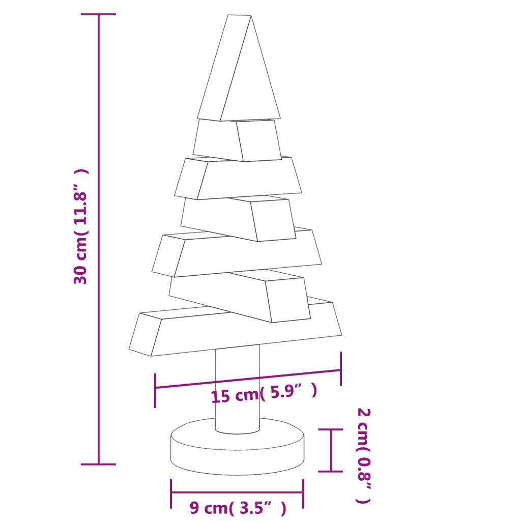 Alberi di Natale | Decorazioni natalizie Decorativi in Legno 2 pz 30cm Massello di Pino