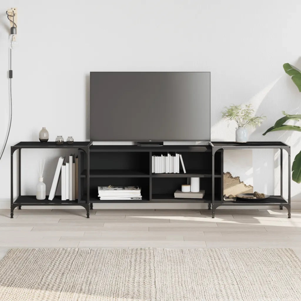 Mobile TV | Armadietto TV | Mobile Porta TV Nero 203x37x50 cm in Legno Multistrato