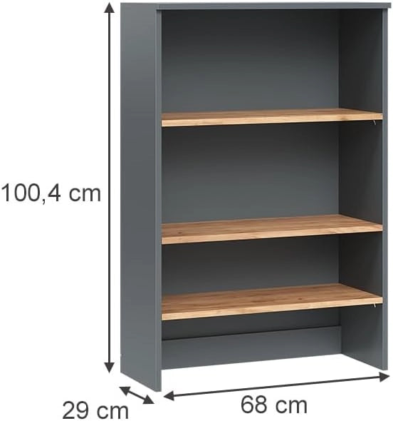 Mobile da bagno Viktor, Antracite/quercia dorata, 68 x 100.4 cm con ripiani aperti, da montare a parete per spazio aggiuntivo nel bagno
