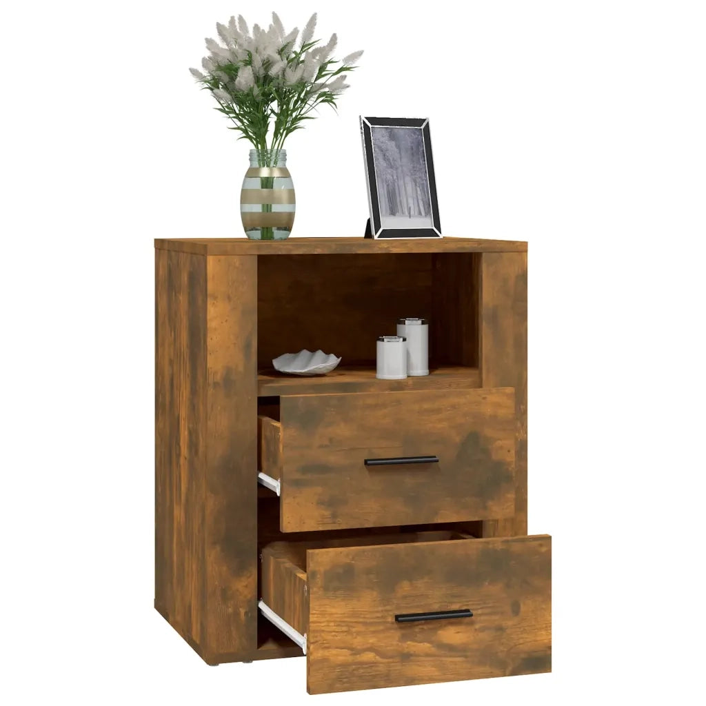 Comodino Rovere Fumo 50x36x60 cm Legno Multistrato 816733