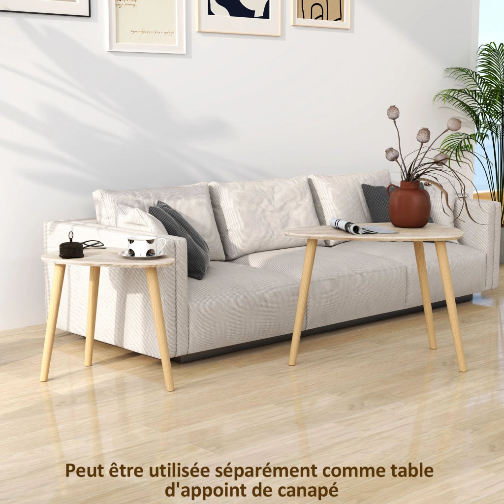 Set 2 tavolini da caff¨¨ impilabili ¨C Xylo ¨C legno naturale stile scandinavo