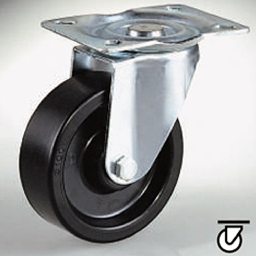 Trade Shop - Ruota In Nylon Nero Con Piastra Dp Cebora Diametro 30 40 50 60 80 -