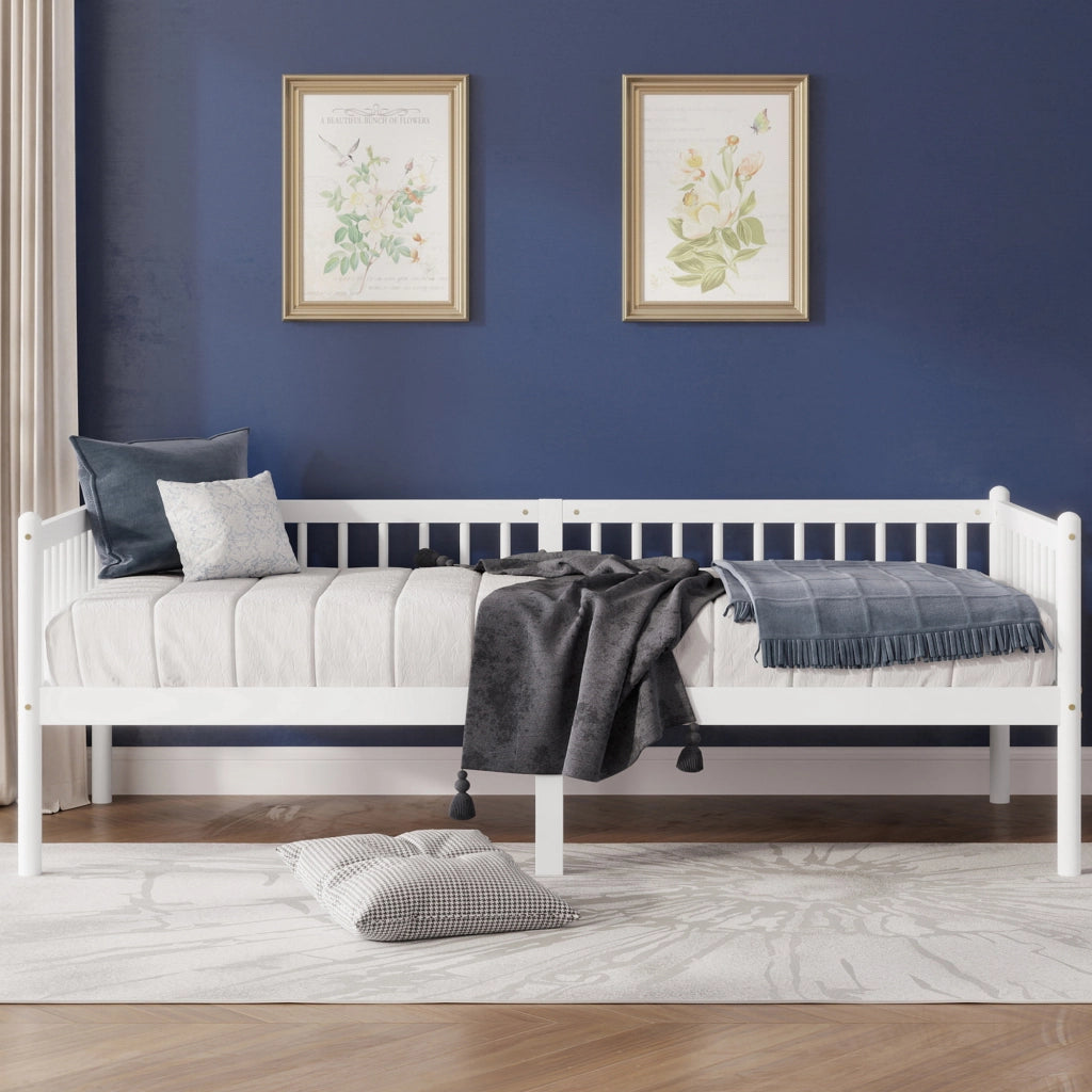 LETTO DA GIORNO 90x200 cm In legno di pino bianco con sponde laterali