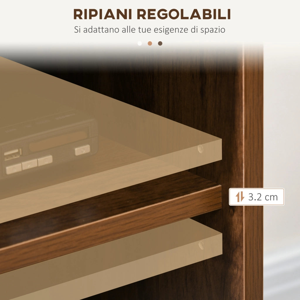 Mobile TV con 2 Armadietti e Vani Aperti, Legno, Marrone ¨C zephmum ¨C 150x40x56cm