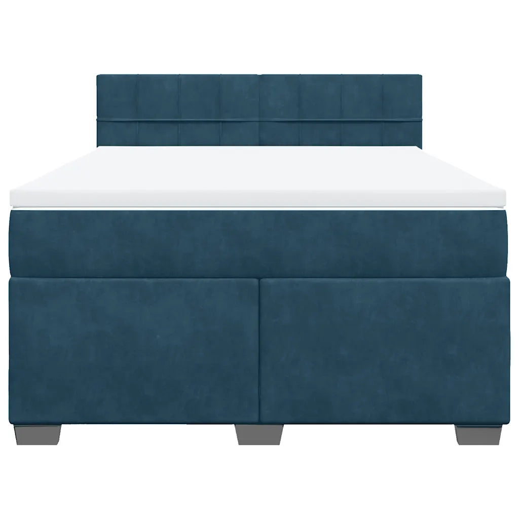 vidaXL Giroletto a Molle con Materasso Blu 140x200 cm in Velluto