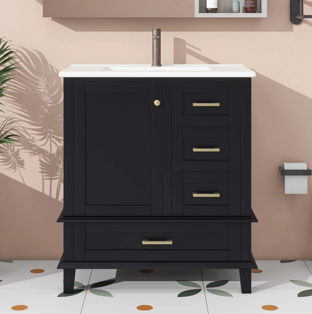 MOBILE BAGNO con lavabo integrato 76x45,5x83,5 cm MDF Nero