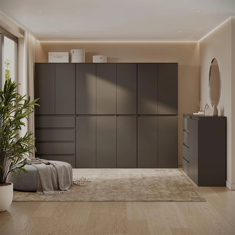 Cassettiera Claus, Antracite, 74 x 99.6 cm con 2 porte, per la conservazione di abbigliamento e oggetti per la casa