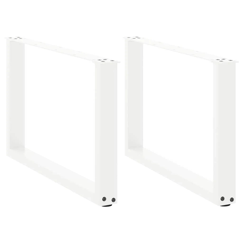Set di 2 gambe per tavolino a forma di U 70 x 42-43 cm con piedini regolabili stile moderno acciaio bianco 02_0057405