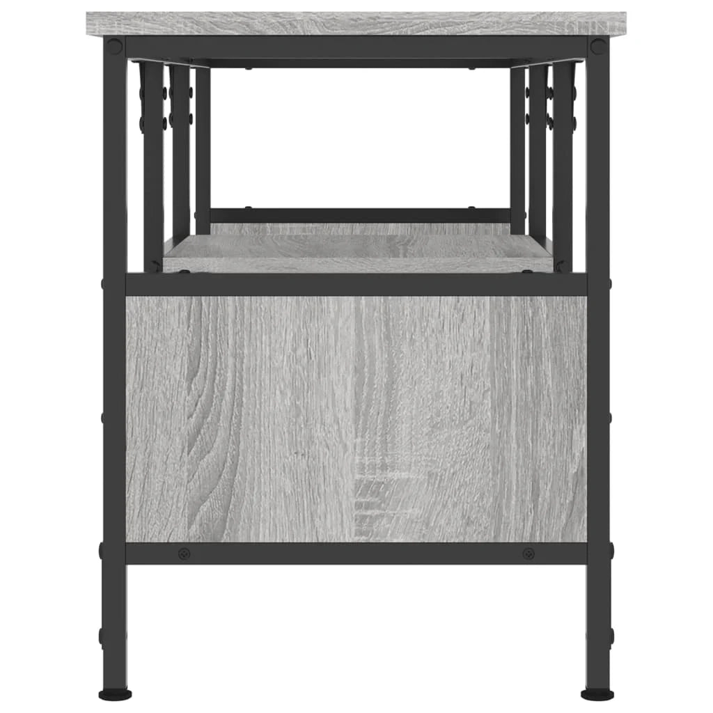 Mobile TV multimediale mensola TV credenza TV sala da pranzo soggiorno camera da letto Sonoma 100 x 35 x 45 cm legno ingegnerizzato e ferro grigio 02_0028335