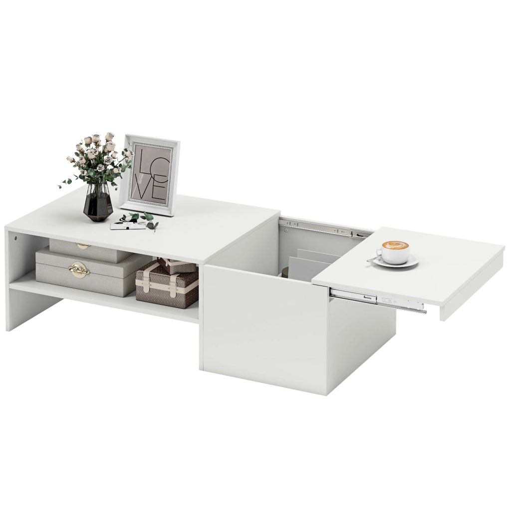 Tavolino da caff¨¨ regolabile in altezza ¨C Zephmum ¨C Bianco 60x40x50-60