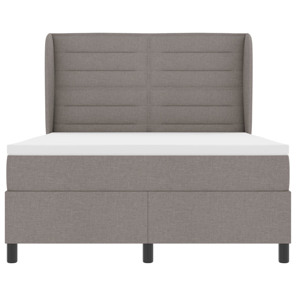 Letto Box Spring con Materasso Tortora 140x200 cm Tessuto