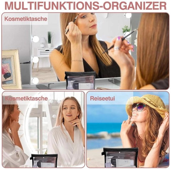 Tas Trucco a 3 Comparti - Piccola Tas Trucco - Tolettas - Nylon - Accessorio da Viaggio - Progettata per essere Compatta 22,5 x 17,5 cm - Cosmetici