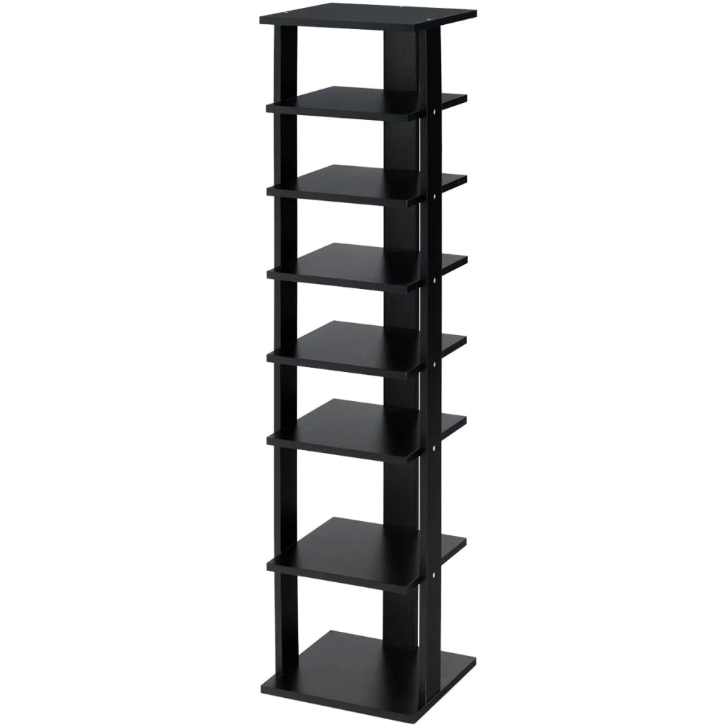 Scarpiera salvaspazio a 7 ripiani 27 x 26 x 110 cm design moderno per riporre in modo pratico MDF nero 20_0012818