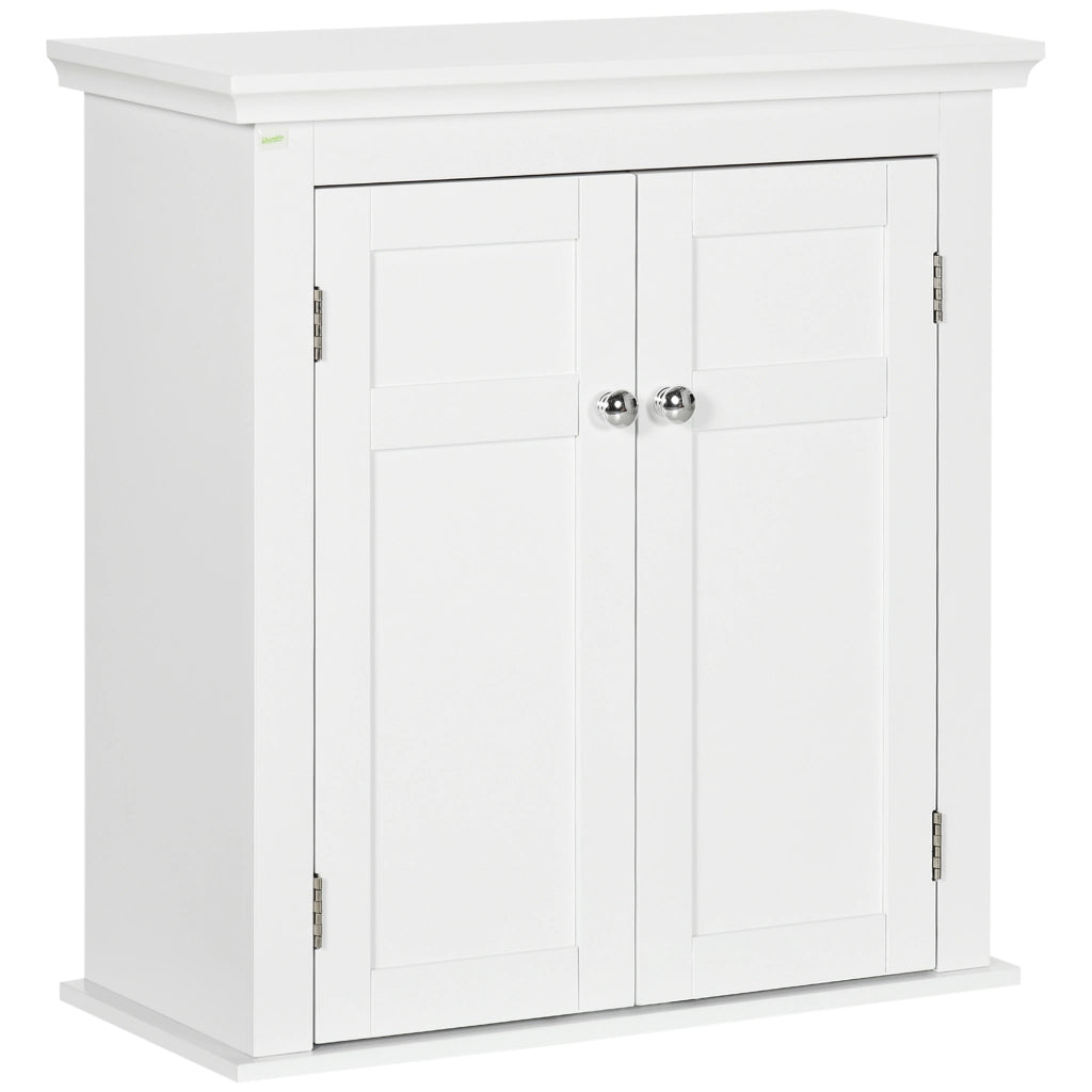 Mobile da Bagno Sospeso ¨C Xylo ¨C Bianco con Ante e Ripiani Regolabili 58x24x60 cm