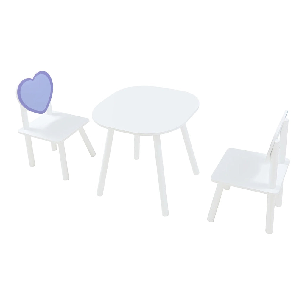 Set tavolo e 2 sedie per bambini bianco e viola 03_0009452