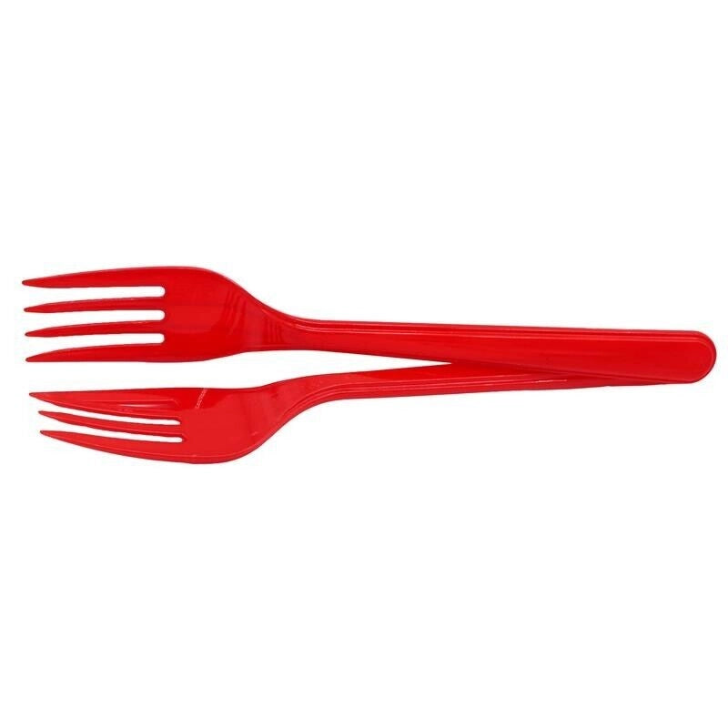 FORCHETTE DI PLASTICA SET 40 PZ COLORE ROSSO DA TAVOLA E PER FESTE RIUTILIZZABILI