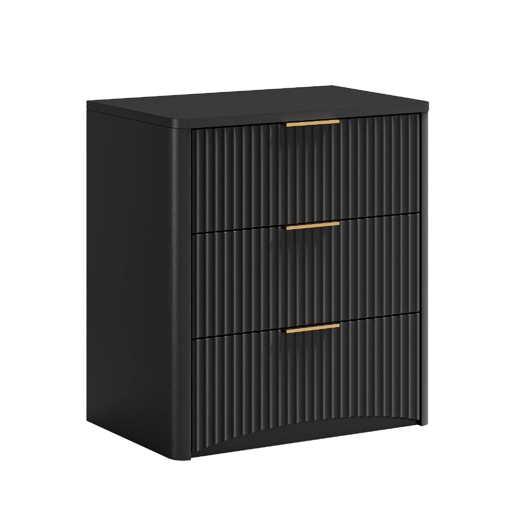 Comodino con 3 Cassetti ¨C MINIMAL ¨C Nero, Metallo, Design Moderno