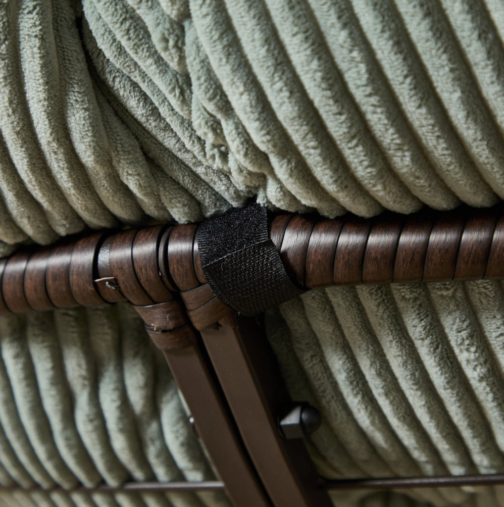 Sedia papasan girevole 360° ? 92 x 67 cm in acciaio e rattan PE; verde chiaro/marrone