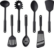 Set di 7 pezzi di accessori in nylon per la cucina, resistente al calore e non aderente, BPA libero, resistente al lavastoviglie, accessori per la cucina, nero
