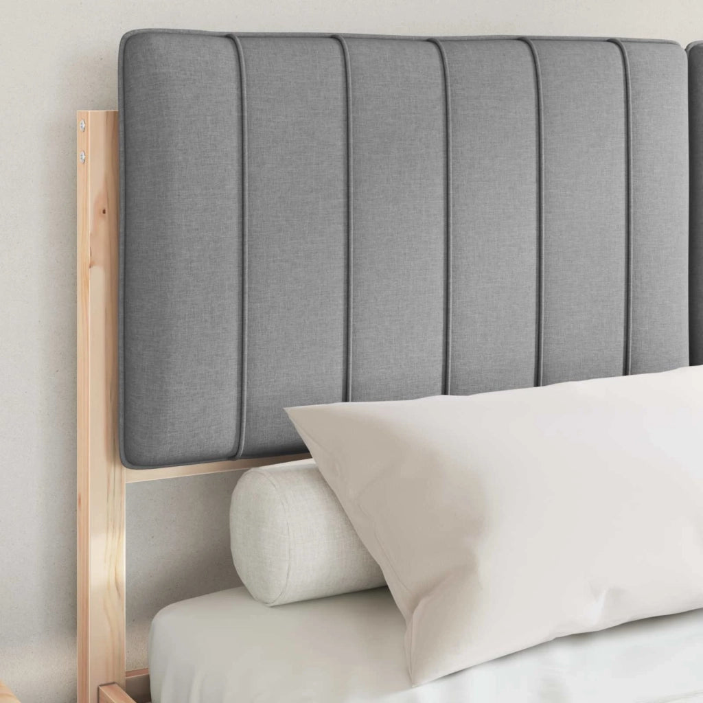 Letto con Testiera Rivestita Grigio chiaro 135 x 190 cm