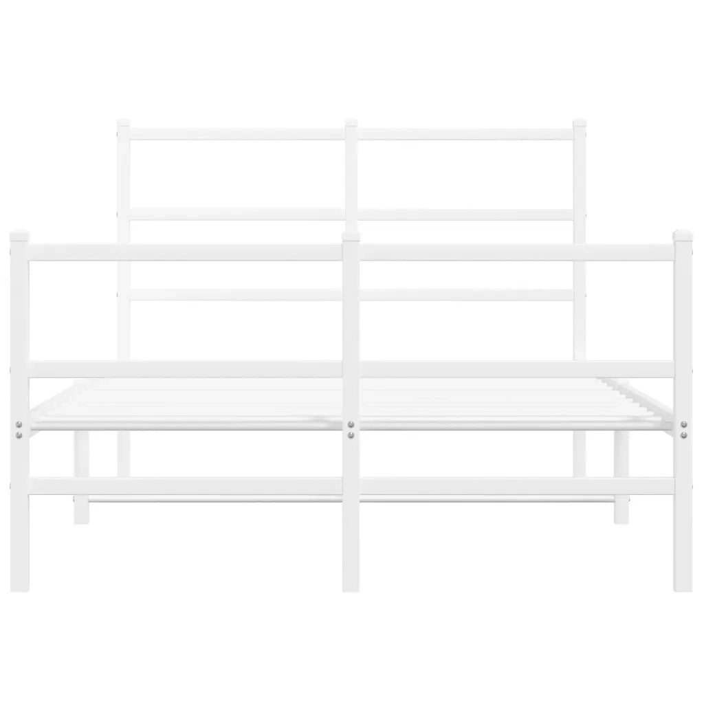 Giroletto con Testiera e Pediera Metallo Bianco 120x190 cm 355429