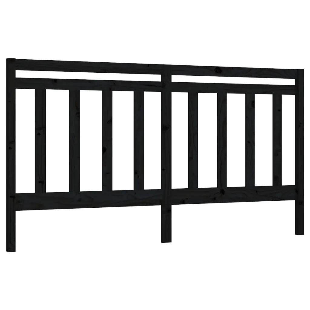 Testiera per Letto Nera 206x4x100 cm in Legno Massello di Pino