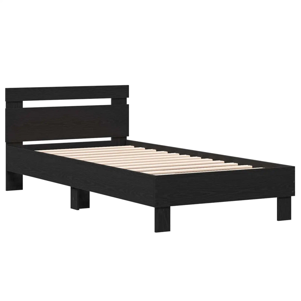 Struttura letto con testata-Giroletto Rovere Nero 80 x 200 cm 950368