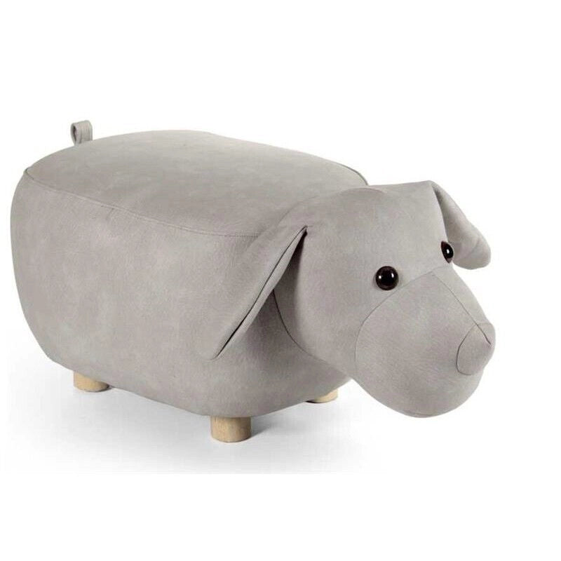 SGABELLO ABY A FORMA DI CANE IN SIMILPELLE 62X32 XH30 CM COLORE GRIGIO