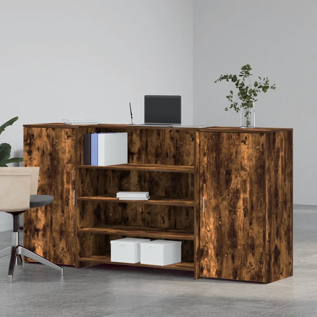 Banco Reception Rovere Fumo 200x50x103,5cm in Legno Multistrato 3324182