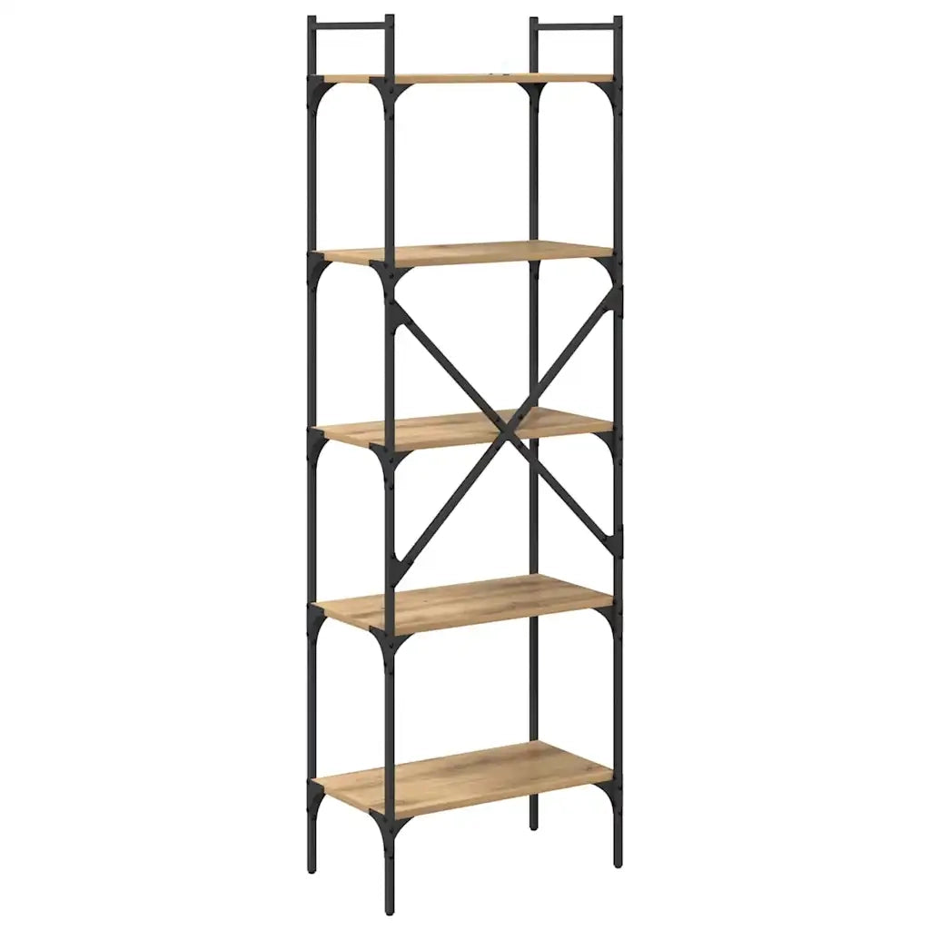 Libreria-Scaffale per Libri-Mobile di Stoccaggio Rovere artigianale 56 x 32 x 174 cm Legno multistrato