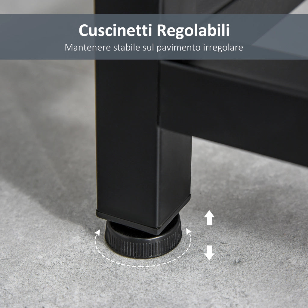 EasyComfort Tavolo Consolle per Ingresso con 2 Cassetti, Piano d'appoggio in Legno Bianco e Gambe in Metallo Nero 120x34x81cm