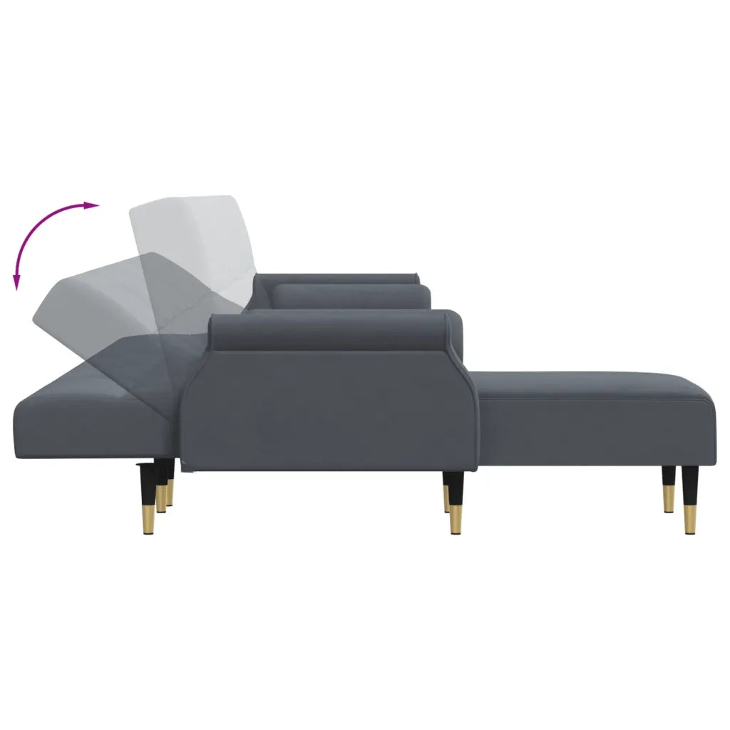 Divano Letto a L Grigio Scuro 271x140x70 cm in Velluto 3157222