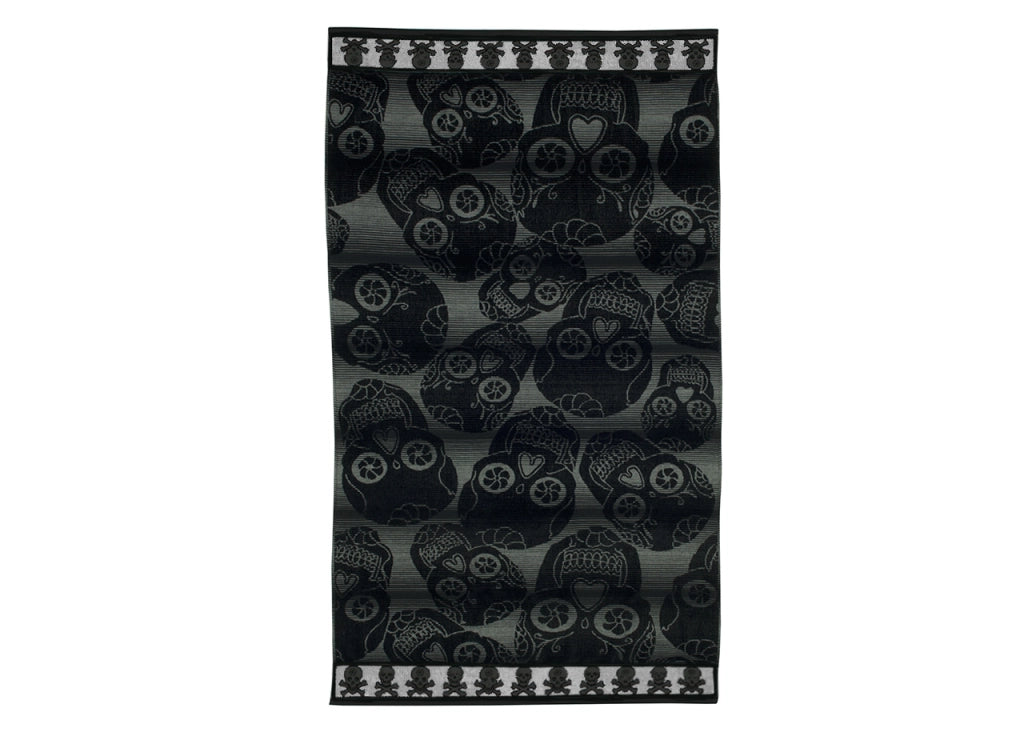 Telo Mare Spiaggia Piscina Jacquard In Spugna Disegno Multi Teschio - Telo Mare - Nero