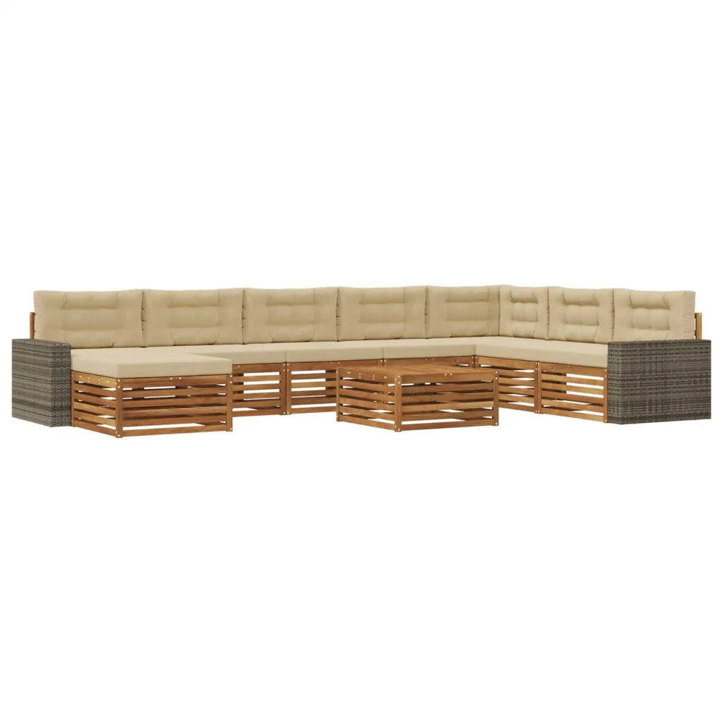 Set di divani da esterno 9 pz Naturale e Beige 3383761
