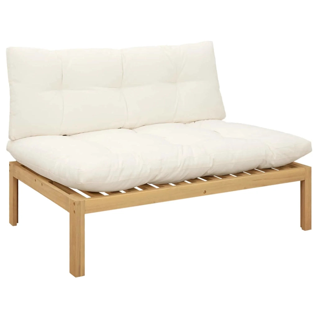 Salotto da Giardino-Divano componibile Centrale Acacia Chiaro e Bianco Crema 494100