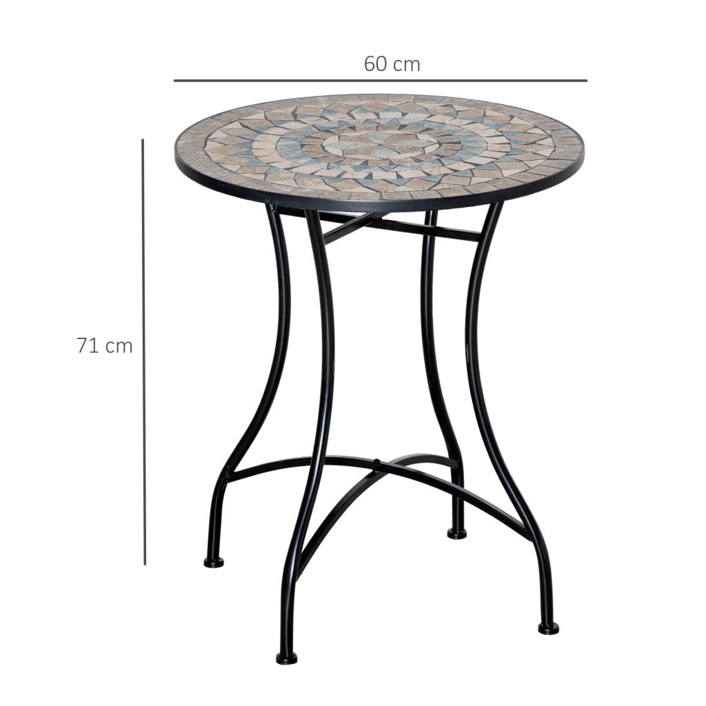 Tavolo da pranzo per giardino rotondo ¨C zephmum ¨C verde, beige, bianco, ?60 cm