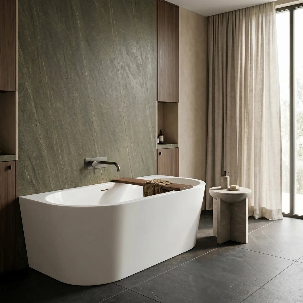 Vasca Bagno A Parete Rea Capri 180cm Copritappo bianco