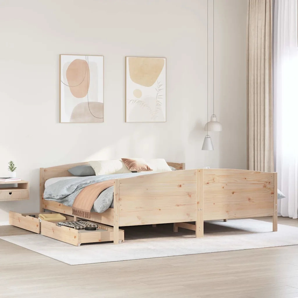 Letto senza Materasso 200x200 cm in Legno Massello di Pino