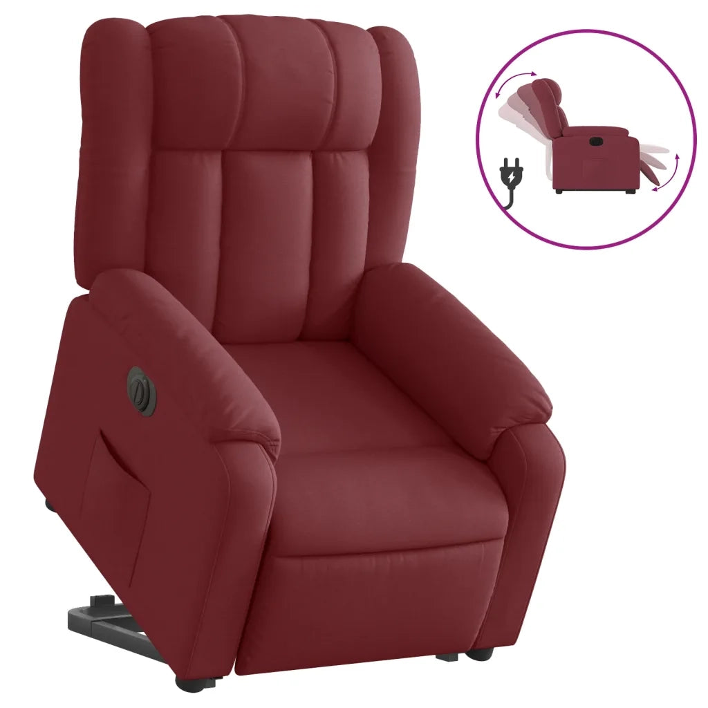 Poltrona Alzapersona Reclinabile Elettrica Rosso Vino Tessuto 3205343