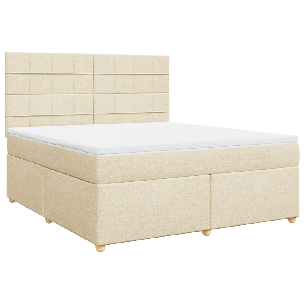 Giroletto a Molle con Materasso Crema 180x200 cm in Tessuto