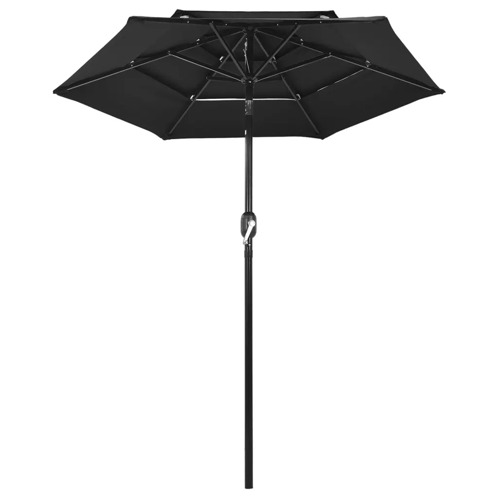 Ombrellone a 3 Livelli con Palo in Alluminio Nero 2 m cod mxl 20629