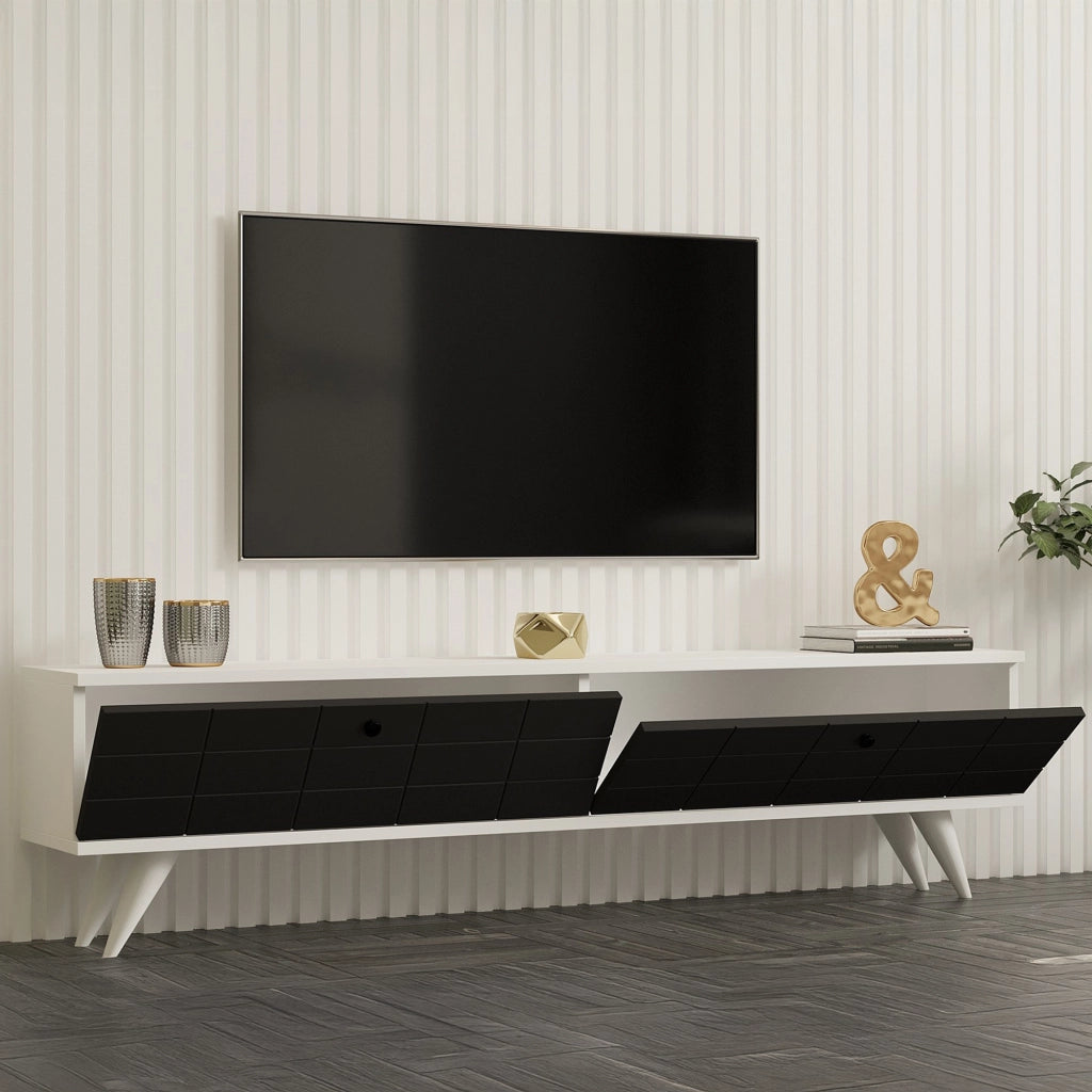 Tresana, Mobile Porta tv 2 Ante, 160x25x35h cm Nero Antracite