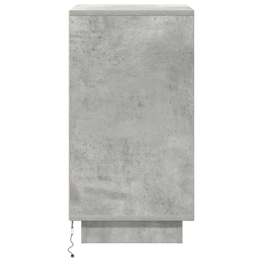 Comodino con Luci LED Grigio Cemento 38x34x65 cm 861304